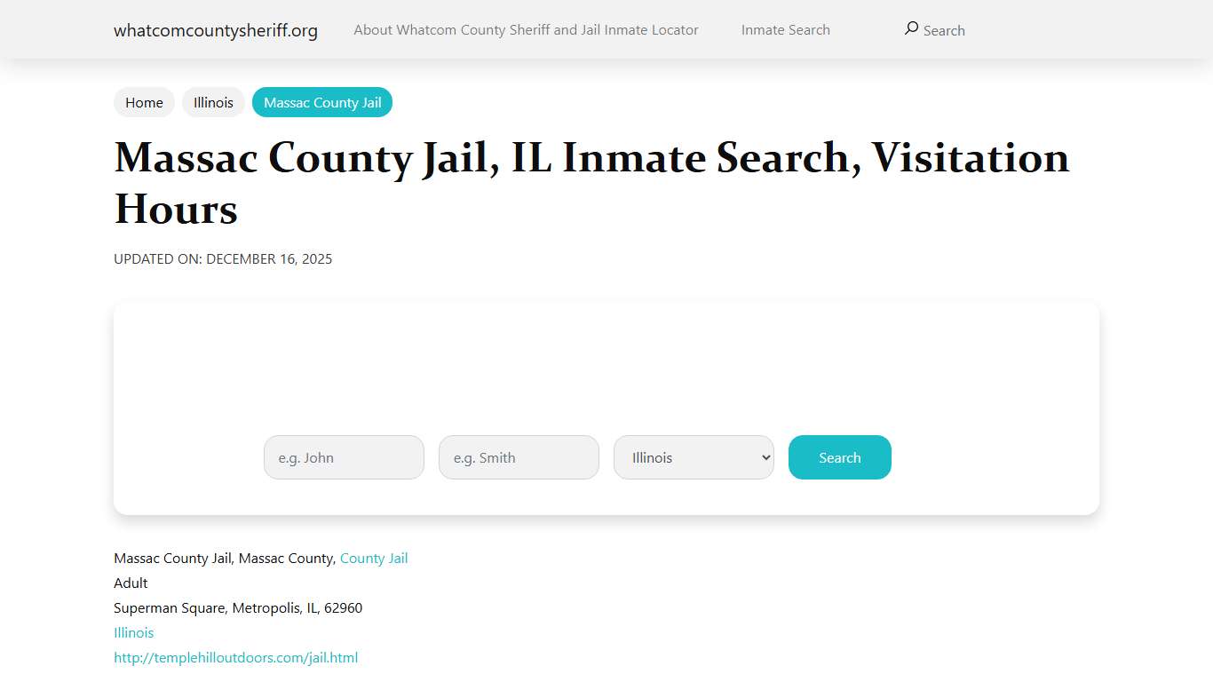 Massac County Jail, IL Inmate Search, Visitation Hours